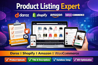do product listing on daraz, shopify, amazon and woocommerce