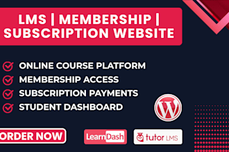 build membership website, lms website, and subscription website