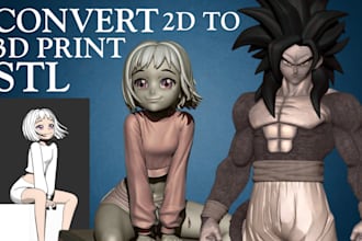convert 2d drawing image to stl 3d model of toys product character 3d printing