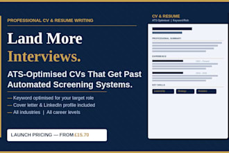 write a professional ats resume CV and cover letter that gets interviews