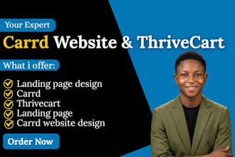 design carrd website, thrivecart checkout page and landing page design