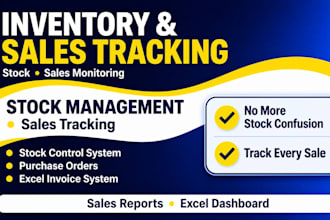 create inventory, sales tracking, excel invoices, purchase order
