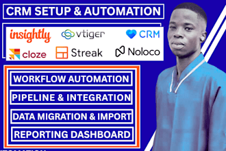 setup insightly, cloze, noloco, streak, and vtiger CRM