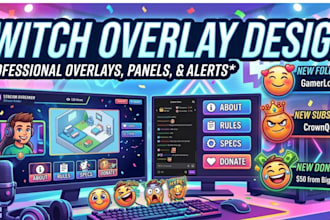design professional twitch overlays, panels and stream graphics for your channel