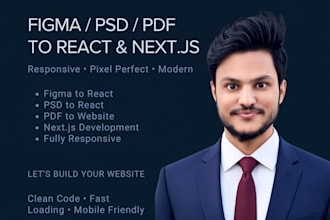 convert figma PSD PDF to responsive react nextjs website