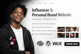 squarespace personal brand influencer media content creator portfolio website