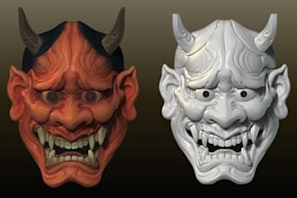sculpt 3d resin print and paint 3d wearable cosplay oni mask helmet armor props