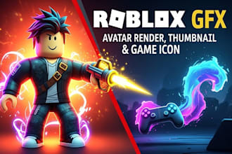 design eye catching roblox gfx avatar, thumbnail and game icon