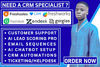 setup freshworks, freshsales crm, freshdesk, zendesk and gorgias support system