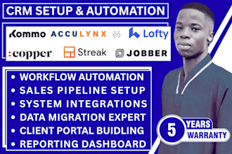 setup kommo, copper crm, jobber, streak, acculynx and lofty crm