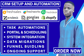 setup freshworks, freshsales crm, freshdesk, zendesk and gorgias support system
