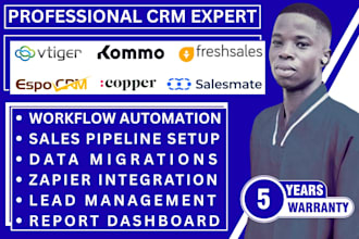 setup kommo, freshsales, espocrm, salesmate, vtiger and copper CRM