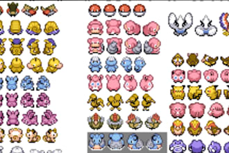 create gen 3 4 5 custom pixel art overworld pokemon or fakemon trainer sprite