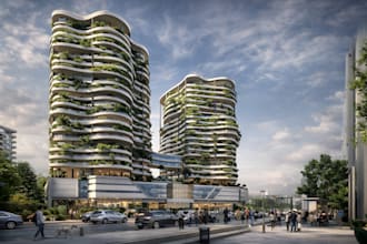 design facade animation of mix use architecture projects