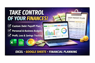 custom debt payoff plan business budget planning profit,loss spreadsheet savings