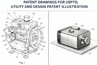 create patent drawings for uspto, pct, utility and design patent illustration