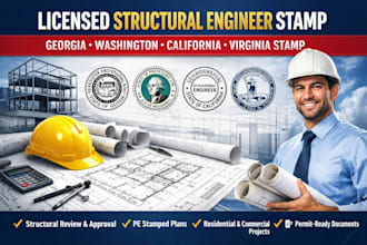 licensed structural engineer stamp georgia, washington california virginia stamp