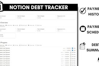 create a notion debt payoff tracker, budget planner and finance dashboard
