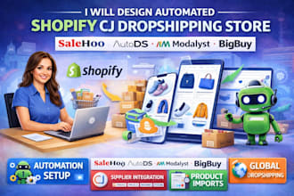 design automated shopify cj dropshipping store salehoo autods modalyst bigbuy
