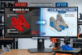 fix stl file for 3d printing, repair mesh and model watertight printing