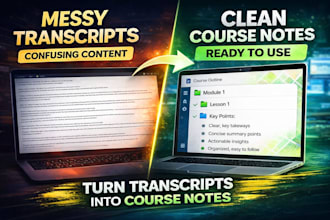 convert webinar transcripts into course notes
