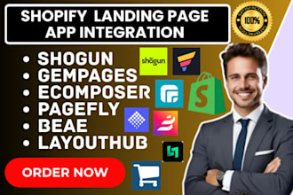setup shopify landing page gempages shogun beae ecomposer pagefly layouthub