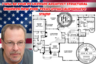 licensed structural engineer, pe stamp for north carolina, texas, california,