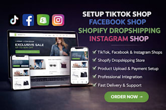 setup tiktok shop facebook shop shopify dropshipping instagram shop