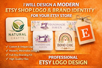 design a professional modern etsy shop logo and brand identity for etsy store