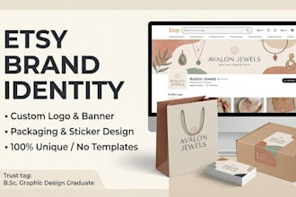 design a professional etsy shop logo and complete brand identity