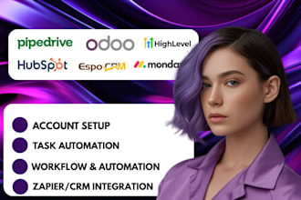 integrate zapier make manchant on pipedrive odoo ghl hubspot espo crm monday crm
