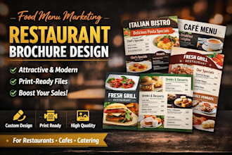 design restaurant brochure for food menu marketing