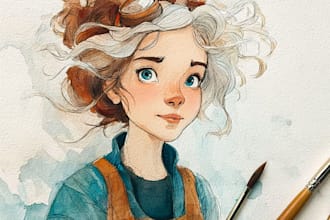create unique watercolor character illustration