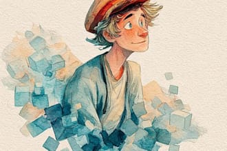 create unique watercolor character illustration