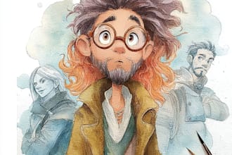 create unique watercolor character illustration