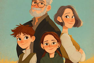 paint a family or couple portrait, handdrawn, noai