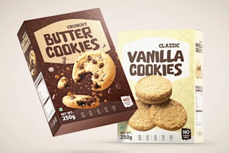 design modern food product packaging, label, pouch or box with 3d mockup