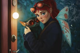 create a romantic couple digital illustration