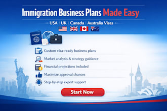 create immigration business plans for USA, UK, canada, and australia visas