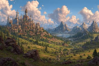 a fantasy landscape design illustrations