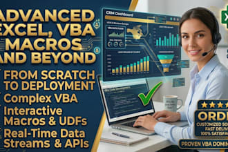 create advanced excel dashboards, vba macros, and automate tasks