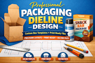 create professional dieline design box packaging design diecut box template