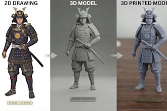 convert your 2d image sketch photo to stl, 2d to 3d model for 3d printing