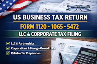 prepare and file US business tax return, form 1120, 1065,