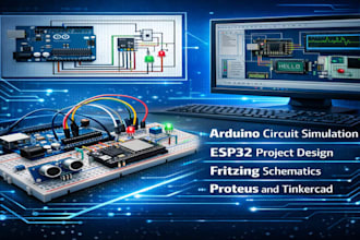 design fritzing schematics and simulate arduino esp32 in proteus and tinkercad
