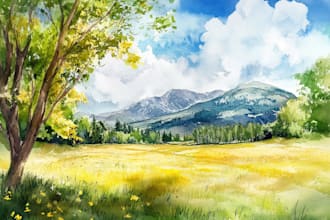 paint landscapes in watercolor
