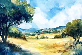 draw landscapes in watercolor