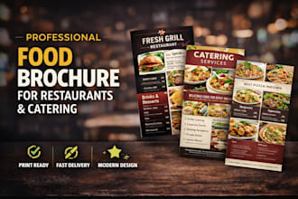 design professional food brochure for restaurants and catering