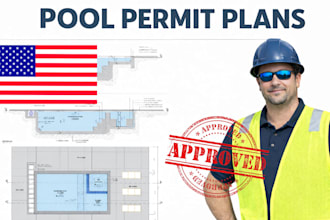 draw, review, stamp swimming pool design structural pool plans mep pool drawing
