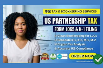 file form 1065 and schedule k1, k2, m1, m2 for US partnership or llc compliance